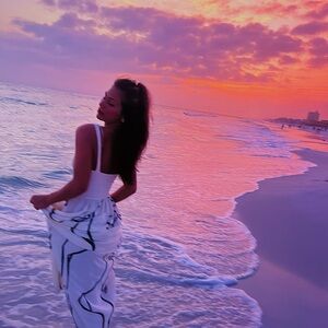 White and Black Patterned Dress